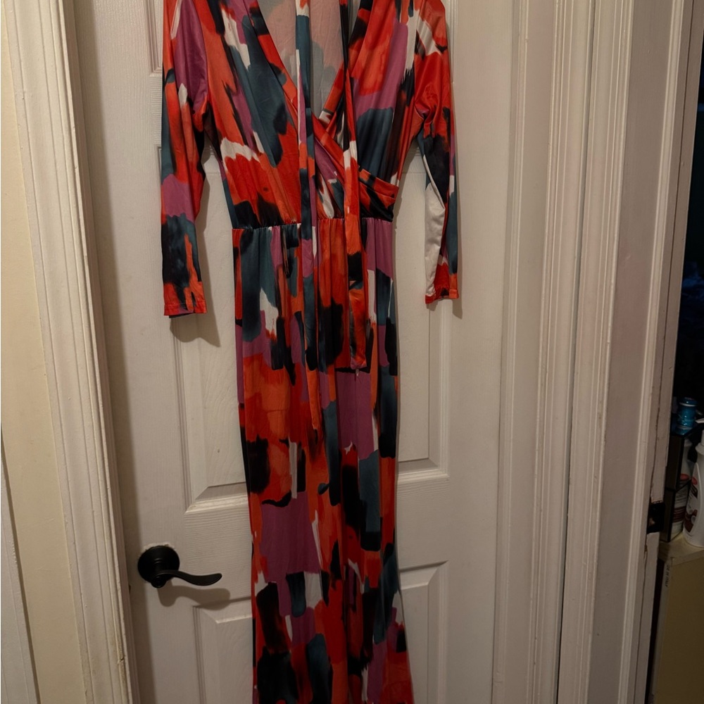 Abstract Multicolor Maxi Dress